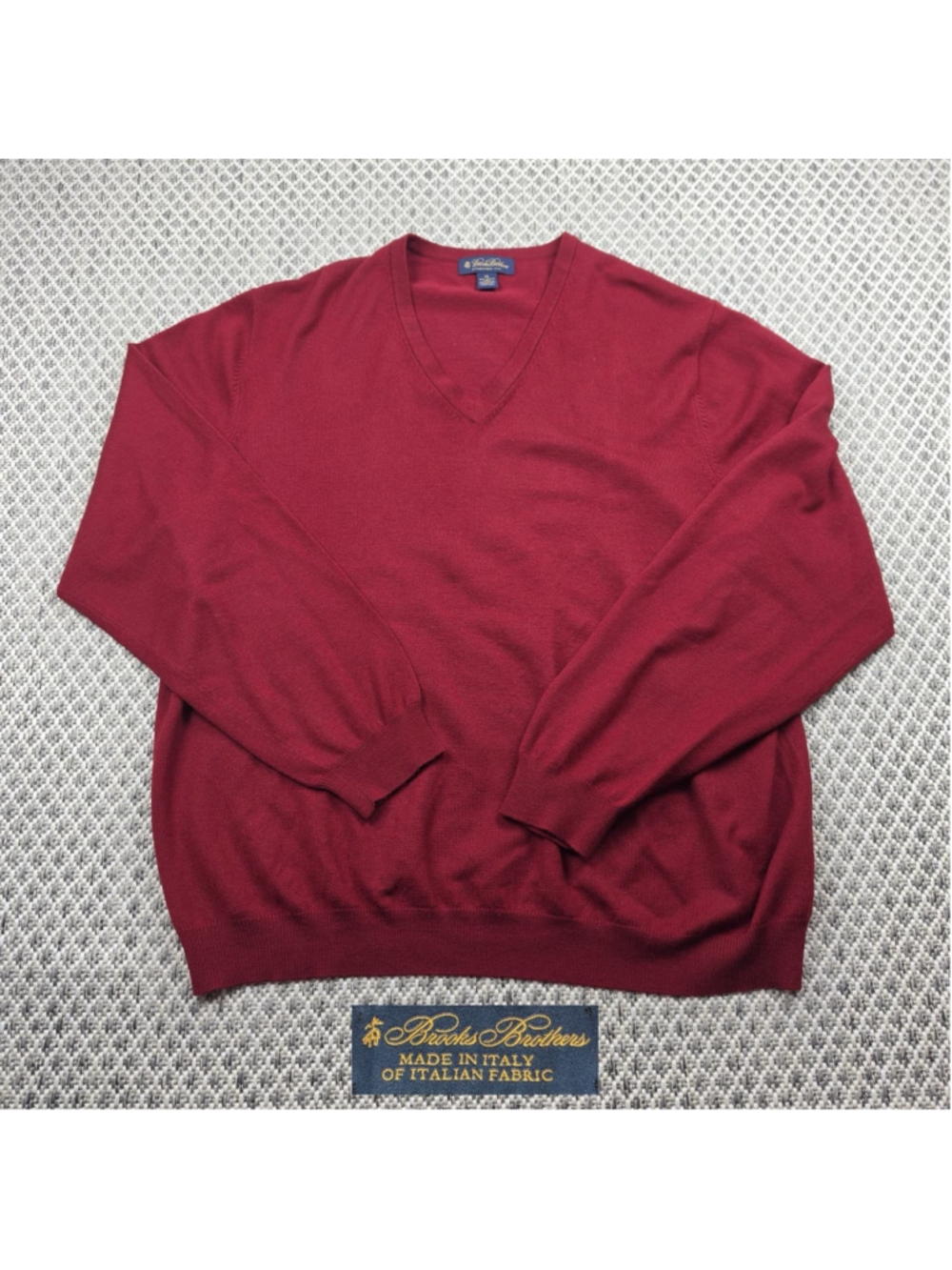 Brooks Brothers Merino Wool V-Neck Sweater Purple Mens XL Italian Fabric